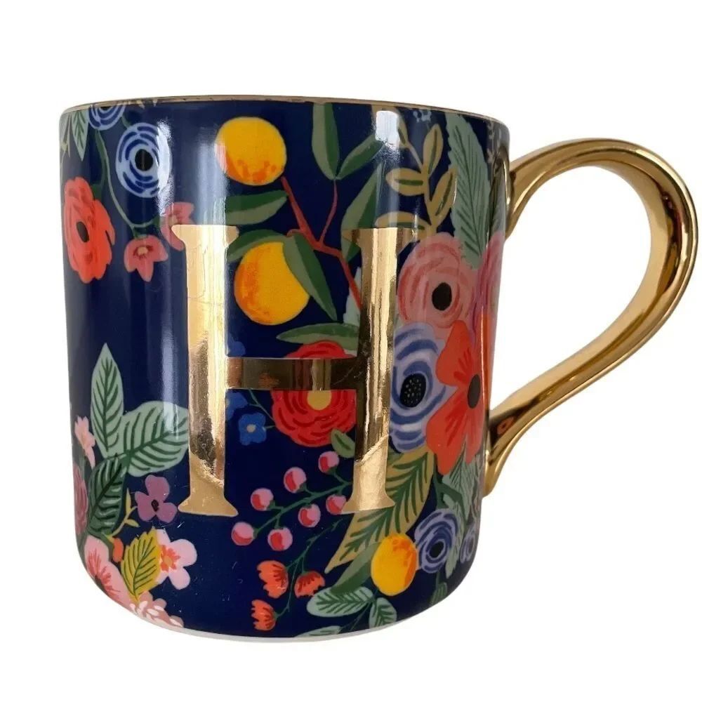 Anthro Rifle Paper Co garden party monogram mug H